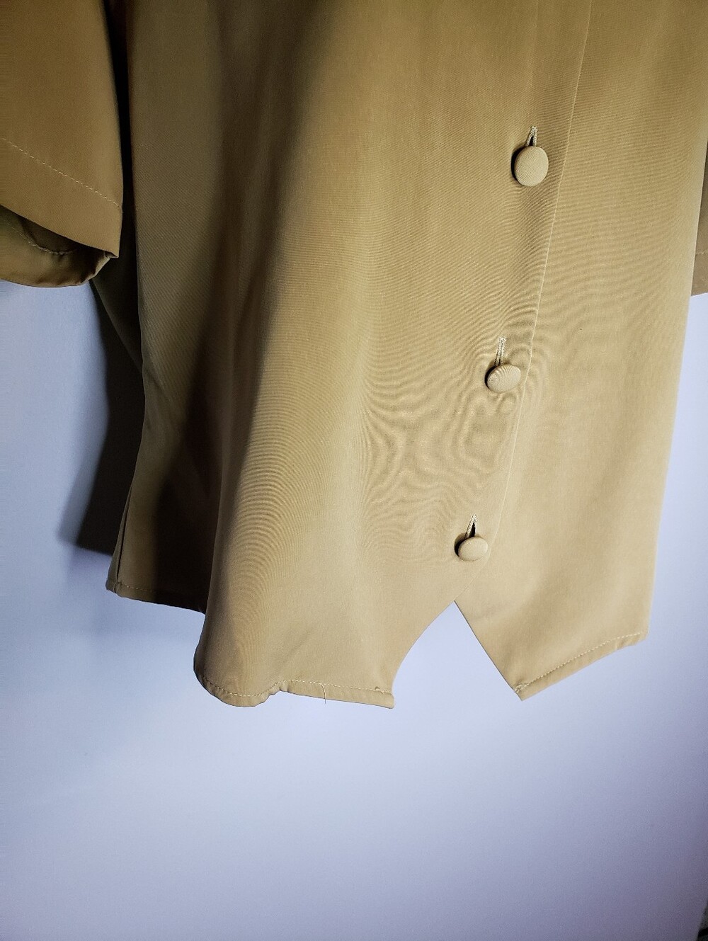 Sag Harbor Petite Blouse 12P Khaki Tan Button Up Short Sleeve Crop Vest Top - Picture 4 of 10